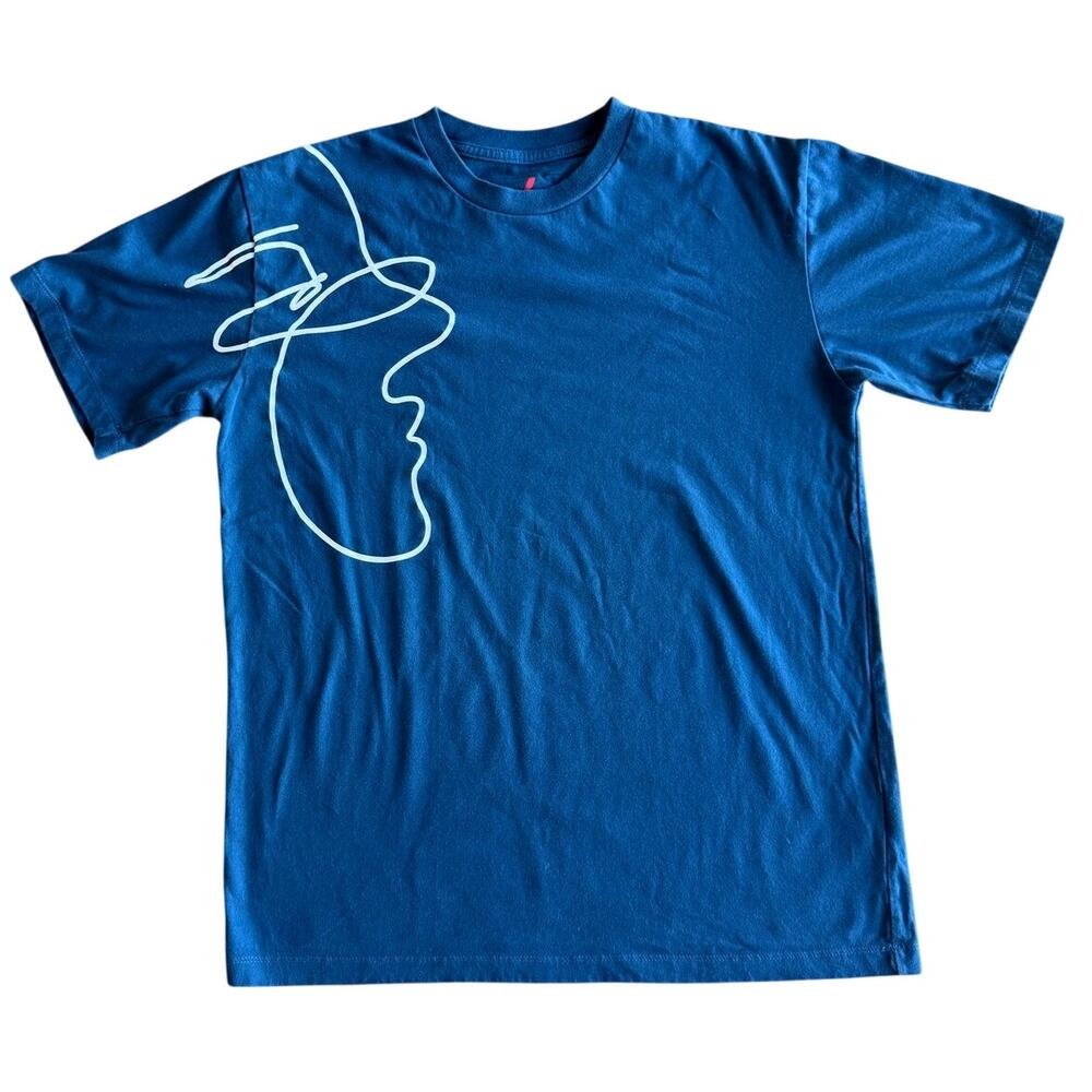 Bench Teal Blue 100% Combed Cotton Graphic Face Outline T-Shirt M